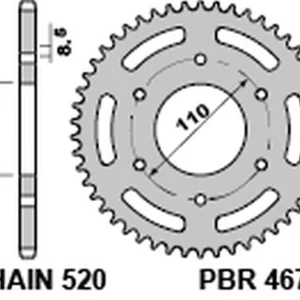 PBR zadní řetězové kolo 4675 44 C45 KTM 125/200 DUKE '14-18, 390 DUKE/RC '13-18 (JTR890.44) (ŘETĚZ 520) (MADE IN ITALY) Výprodej